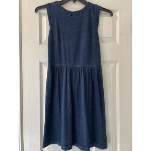 Ann Taylor LOFT Denim Dress Womens Size 0 XS Blue Fit Flare Jean Look Sleeveless